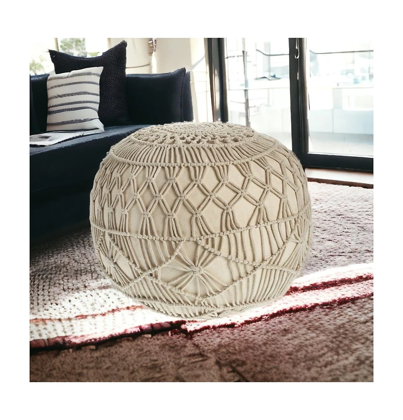 20" Cream 100% Cotton Ottoman