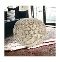 20" Cream 100% Cotton Ottoman