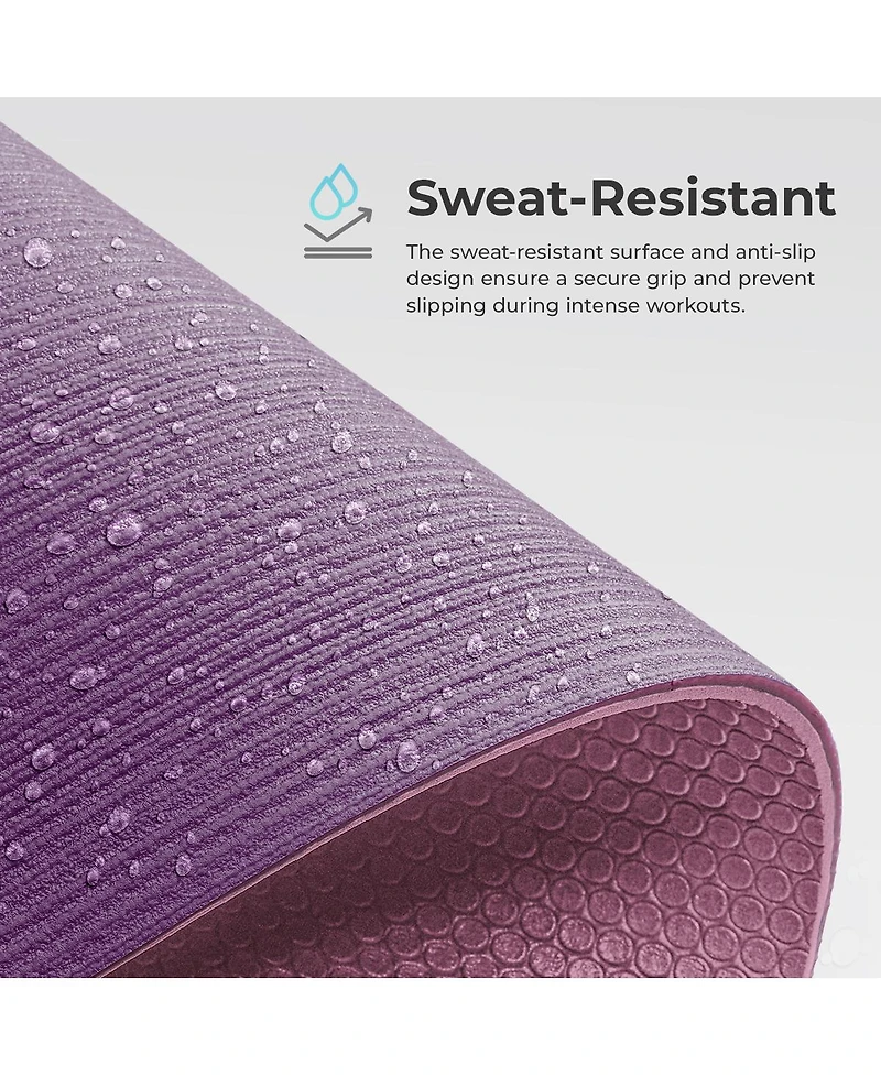 Sunny Health & Fitness Anti-Slip Dual Color Exercise Yoga Mat,Purple