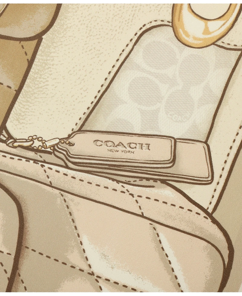 Coach Stacked Tabby Bags Print Silk Square Scarf