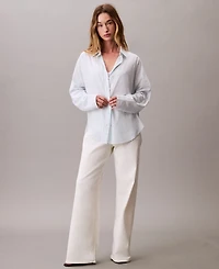 Calvin Klein Women's Long Sleeve Striped Button-Down Shirt