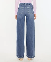 Kancan Women's High Rise Wide Leg Pull On Jeans
