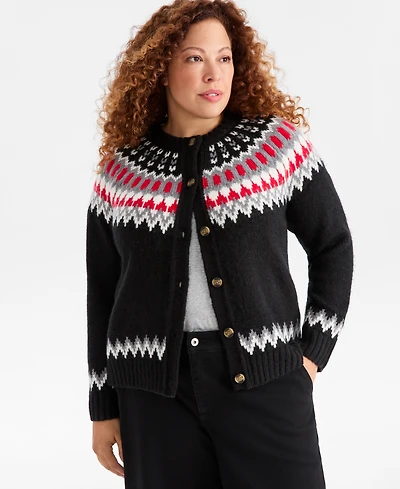 Style & Co Plus Fair Isle Button-Front Cardigan, Macy's Exclusive
