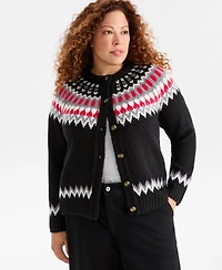 Style & Co Plus Fair Isle Button-Front Cardigan, Macy's Exclusive