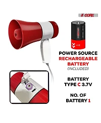 5 Core Megaphone Bullhorn Speaker 30W Mini Bull Horn Rechargeable Cheer Megafono 800 Yards Range Loudspeaker