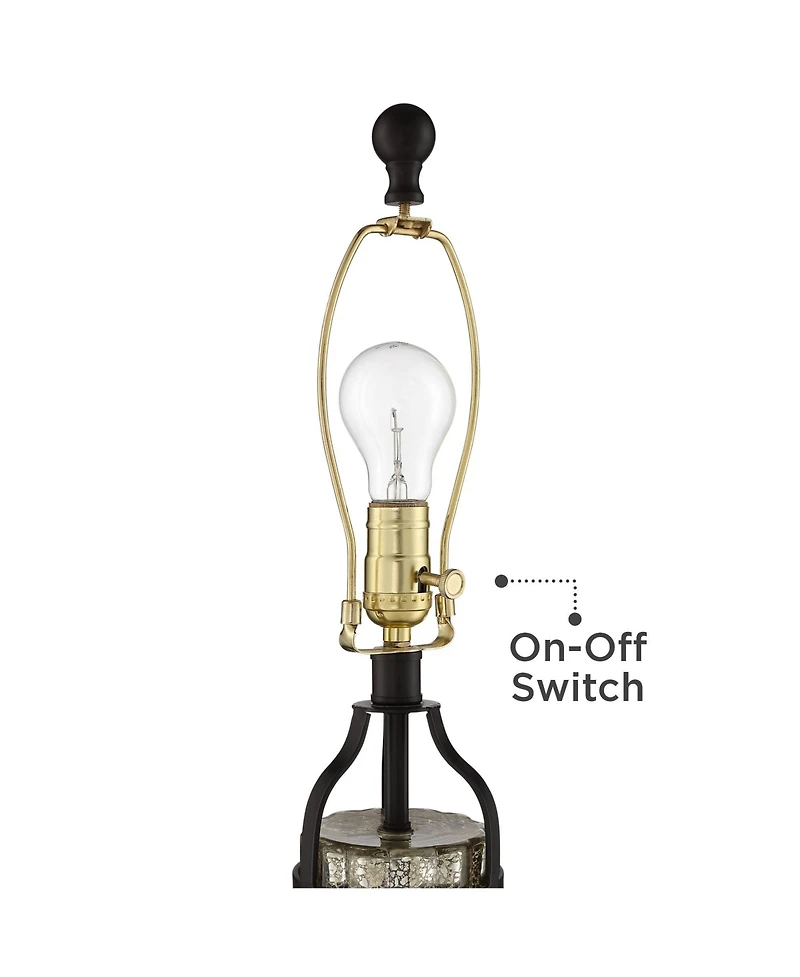 Franklin Iron Works Arian Rustic Farmhouse Table Lamp 27 1/2" Tall Oil Rubbed Bronze Fluted Mercury Glass White Drum Shade for Bedroom Living Roo