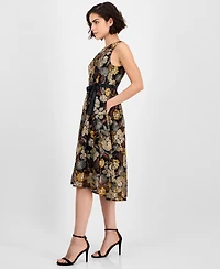 Tahari Asl Petite Embroidered Sleeveless Fit & Flare Dress