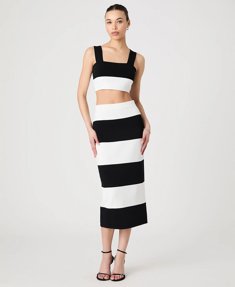 French Connection Women's Striped Bodycon Knit Maxi Skirt