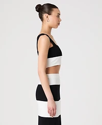 French Connection Women's Sleeveless Bodycon Colorblock Knit Top