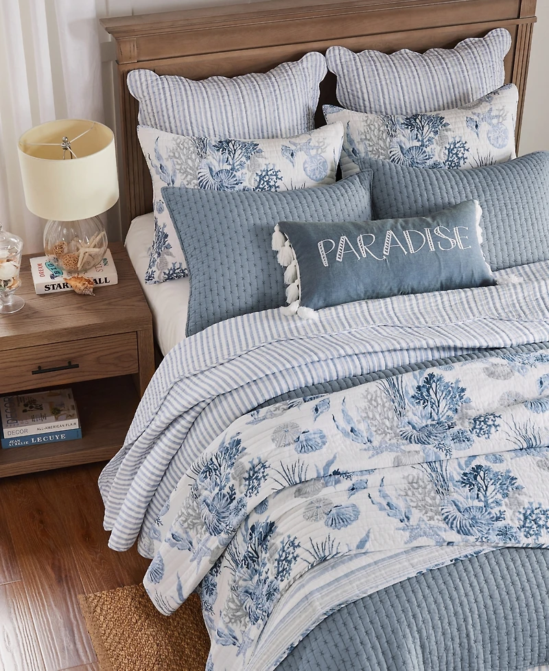 Levtex Coral Landing Reversible 3-Pc. Quilt Set