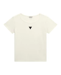 Guess Big Girl Short Sleeve Knit Top with Metal Logo Plate