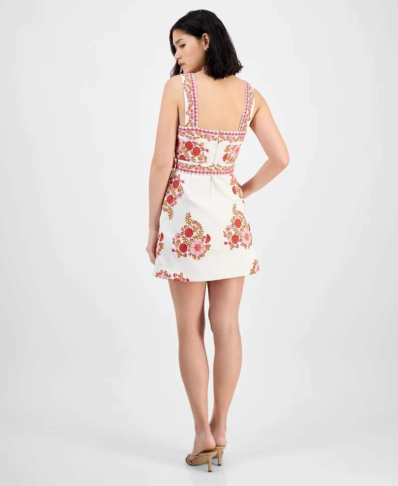 Avec Les Filles Women's Embroidered Belted Mini Dress