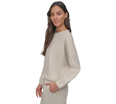 Dkny Women's Tie Front Slub Pullover Top