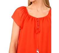 CeCe Women's Round-Neck Flutter-Sleeve Blouse