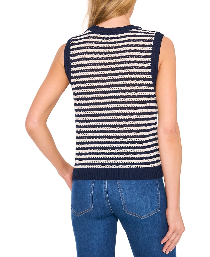 CeCe Women's Striped Shell Sweater