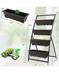 4-Tier Vertical Raised Garden Bed with 4 Containers and Drainage Holes