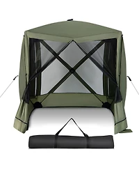 6.7 x 6.7 Feet Pop Up Gazebo with Netting and Carry Bag-Green