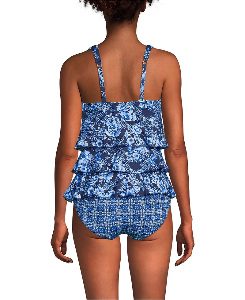 Lands' End Women's Long Torso Ruffle Fauxkini One Piece Swimsuit