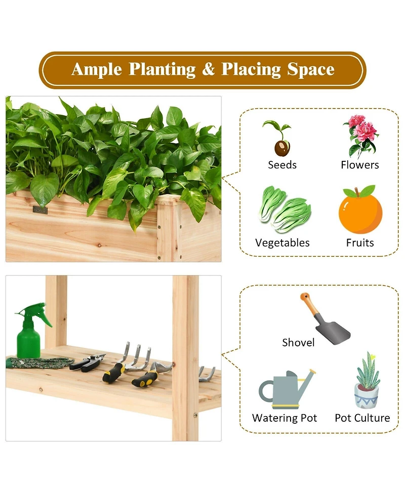 Raised Garden Elevated Wood Planter Box Stand