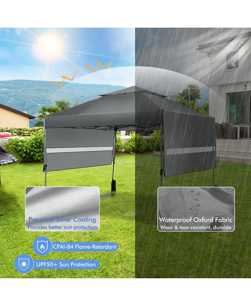 10 x 17.6 Feet Outdoor Instant Pop-up Canopy Tent with Dual Half Awnings