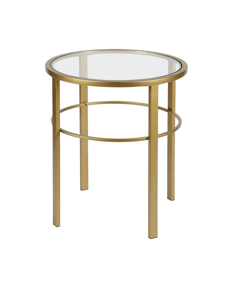 Glass Top Round End Table – Sturdy Steel Base for a Chic Industrial Look