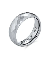 Bling Jewelry Multi Faceted Prism Cut Titanium Band Rings Silver Tone Comfort Fit 6MM