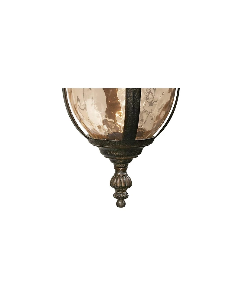 John Timberland Bellagio Vintage Outdoor Wall Light Fixtures Set of 2 Veranda Bronze Downbridge 16 1/2" Champagne Hammered Glass for Post Exterio