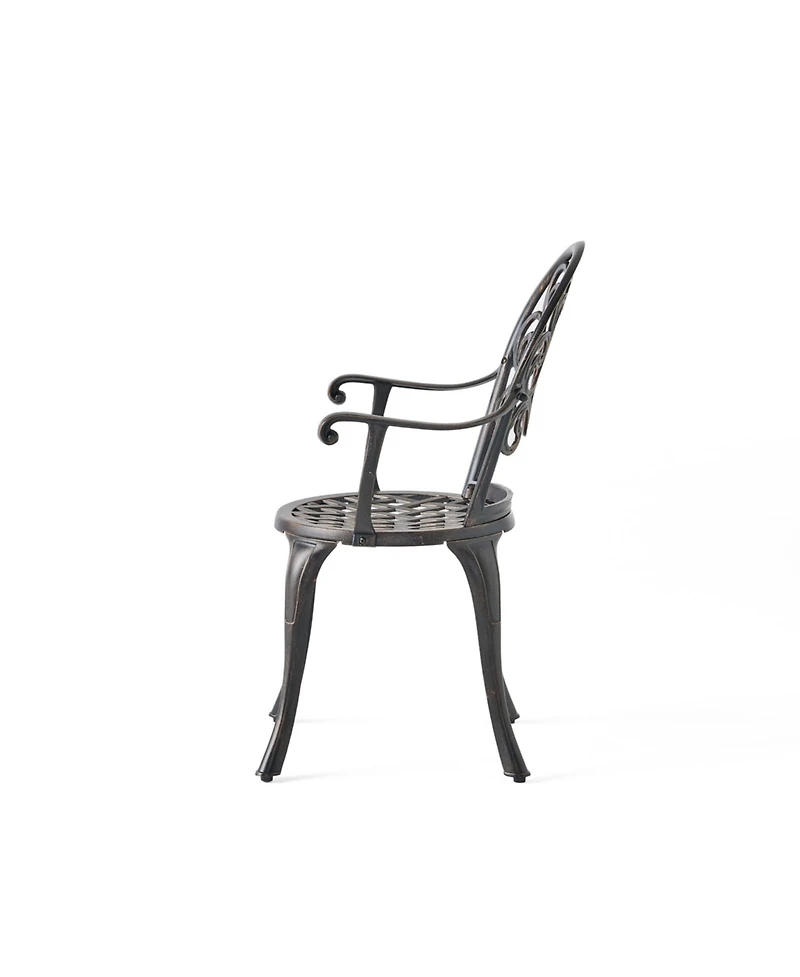 Antique Weather Resistant 3-Piece Patio Metal Bistro Set with Removable Ice Bucket Cast