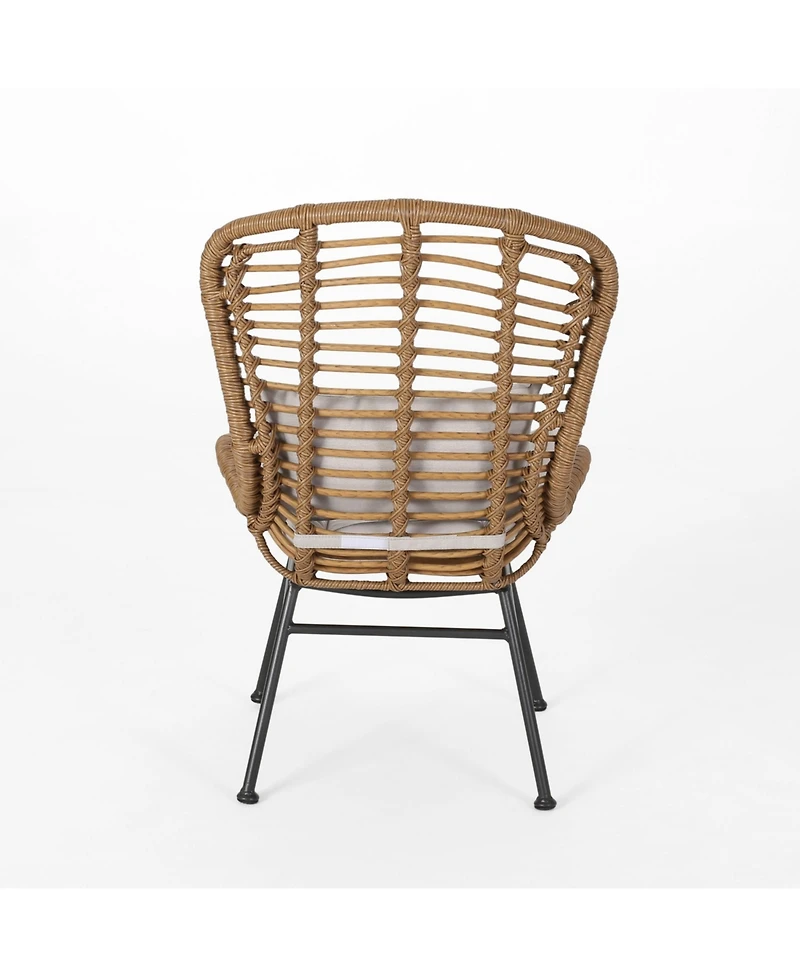Set of 2 Wicker Chairs with Cushion Outdoor Dining Chairs