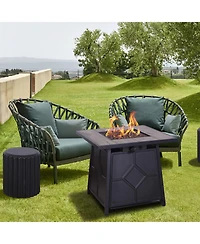 28 in. Metal Outdoor Propane Gas Fire Pit Table 40,000 Btu Steel Fire Pit with Steel Lid, Weather Cover, Csa-pproved