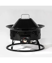 Mini Fire Pit Outdoor Portable Fire Pit Steel Camping Fire Pit with Lava Rocks,Instant Ignition and Adjustment