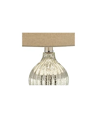 Regency Hill Lili Country Cottage Table Lamps 25" High Set of 2 Fluted Mercury Glass Double Gourd Beige Drum Shade for Bedroom Living Room Bedsid
