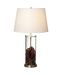 360 Lighting Coastal Table Lamps 26" High Set of 2 Clear Glass Fillable Steel White Tapered Shade for Living Room Family Bedroom Bedside