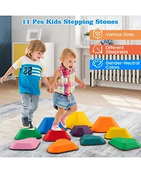 11 Pieces Kids Stepping Stones Stackable Balance Blocks Indoor Outdoor-Multicolor