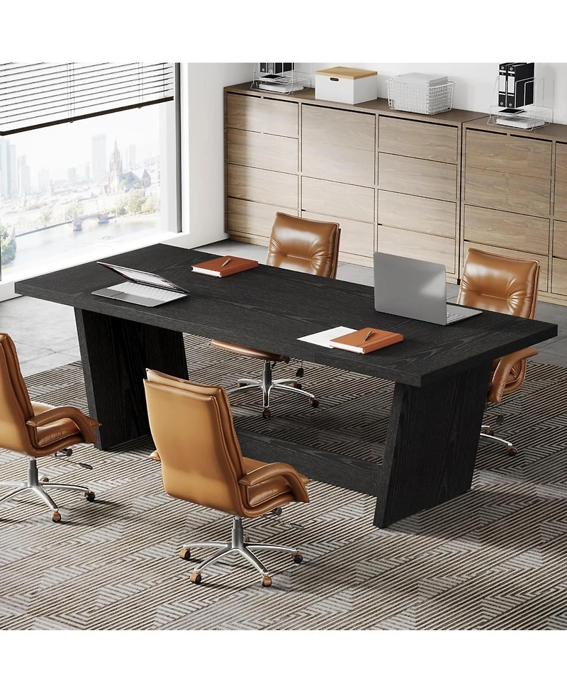 Tribesigns 6FT Conference Table Set of 4, Rectangular Seminar for Meeting Room, Solid Executive Business Furniture Boardroom Desk