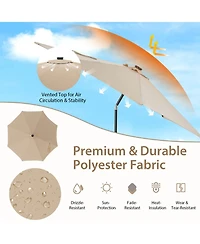 10 Feet Patio Umbrella with 112 Solar Lights and Crank Handle