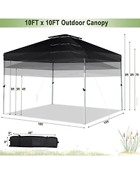 2-Tier 10 x 10 Feet Pop-up Canopy Tent with Wheeled Carry Bag