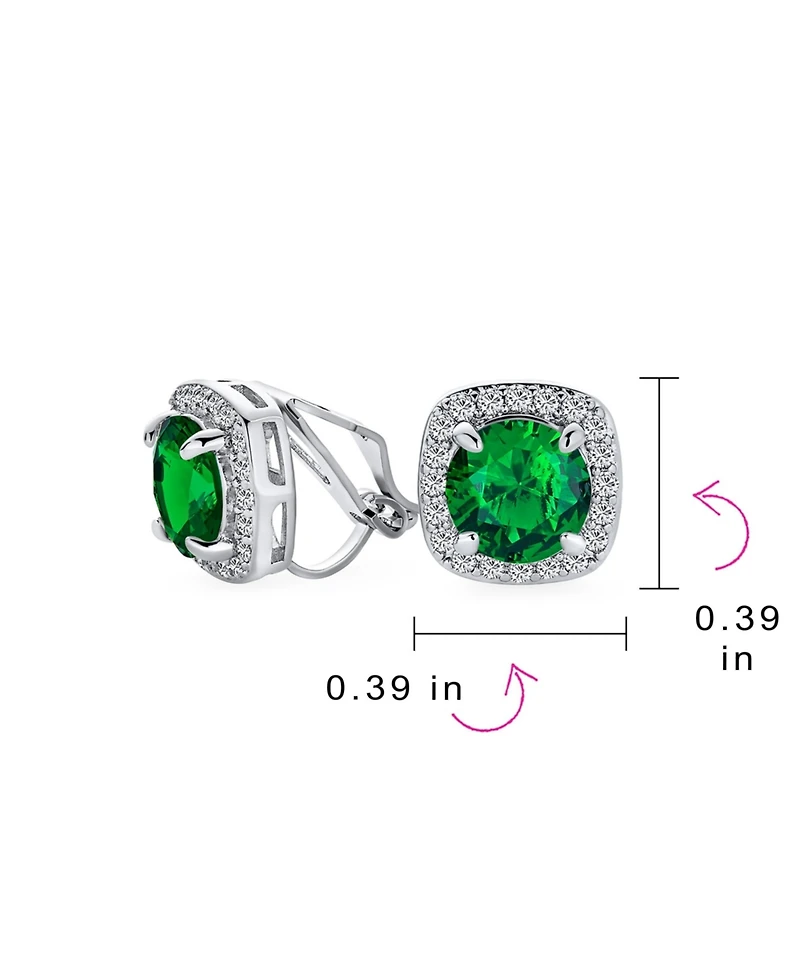 Bling Jewelry Traditional 2CT Solitaire Round Cubic Zirconia Cz Square Halo Clip On Stud Earrings Non Pierced