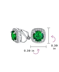 Bling Jewelry Traditional 2CT Solitaire Round Cubic Zirconia Cz Square Halo Clip On Stud Earrings Non Pierced