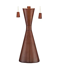 360 Lighting Omar Modern Modern Mid Century Table Lamps 28 3/4" Tall Set of 2 Brown Wood Oatmeal Tapered Drum Shade for Bedroom Living Room Bedsi
