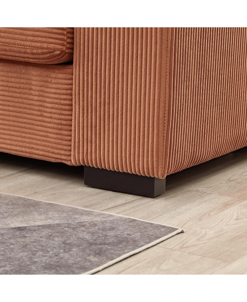 Streamdale Corduroy Sectional Sofa with Ottomans - Orange