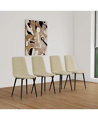 Streamdale 47-63" White Extendable Dining Set Table & 4 Beige Chairs