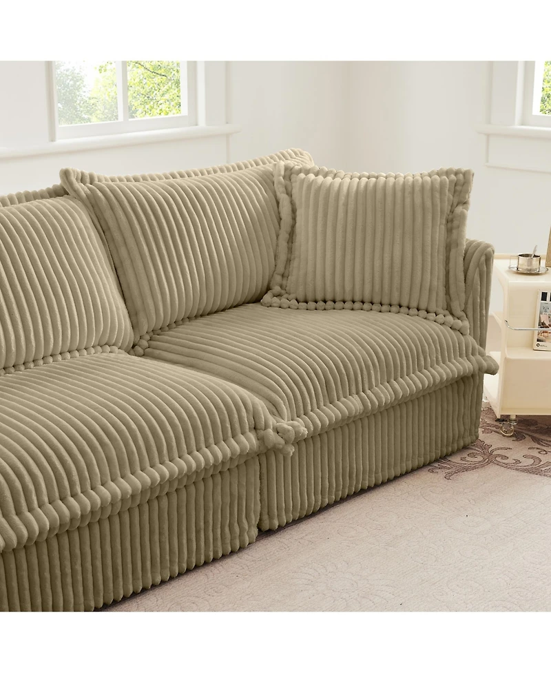 Streamdale Camel Corduroy 3-Seater Slipcovered Sofa