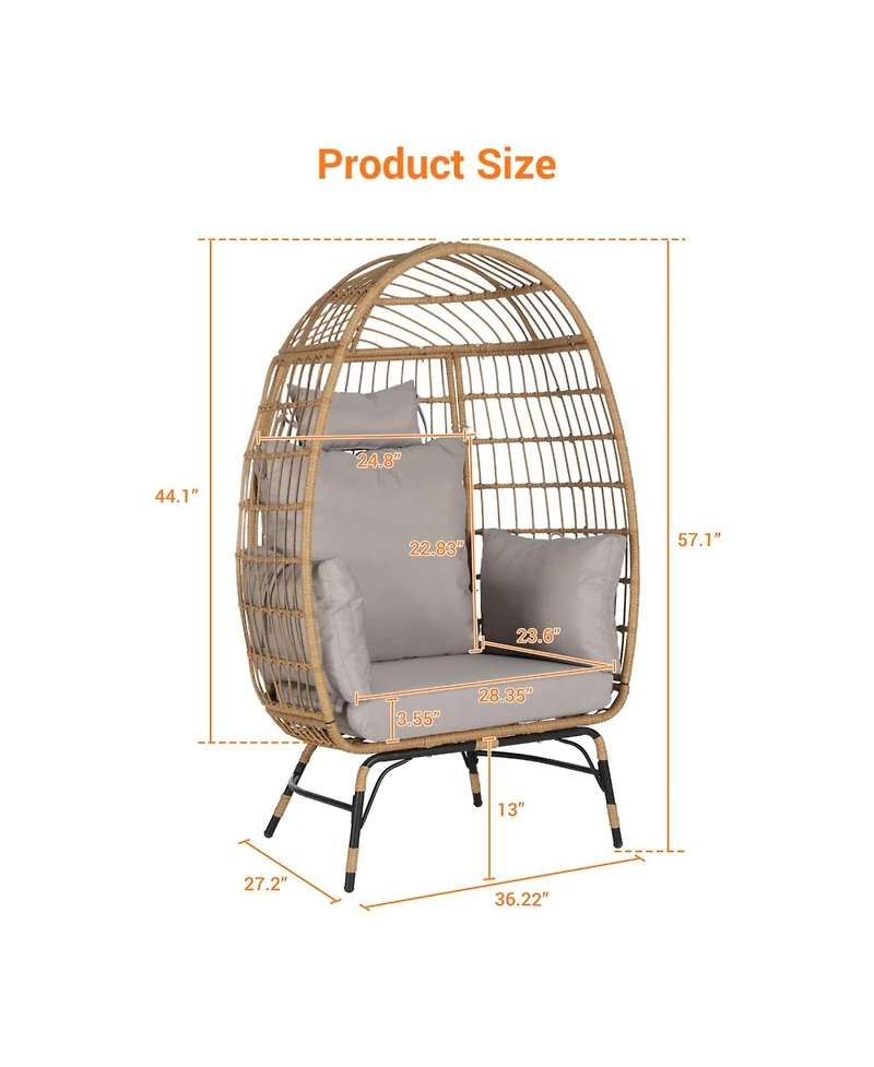Streamdale Oversized Wicker Egg Chair w/ Cushion & Pillow