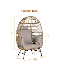Streamdale Oversized Wicker Egg Chair w/ Cushion & Pillow