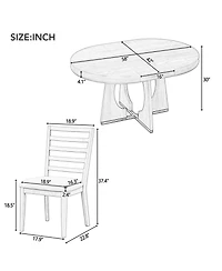 Streamdale Retro Rustic Dining Set with Ext. Table and 4 Chairs (Walnut)