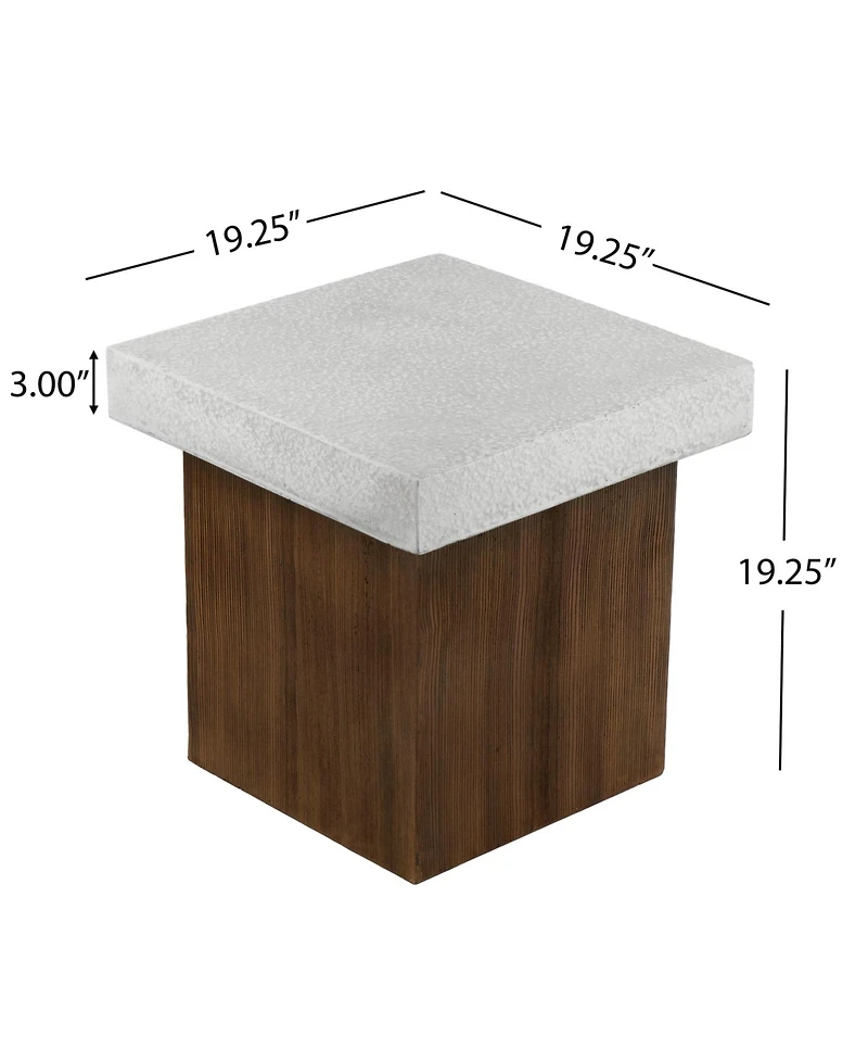 Square Side Table [Antique white top + Antique white+Natural wood frame]