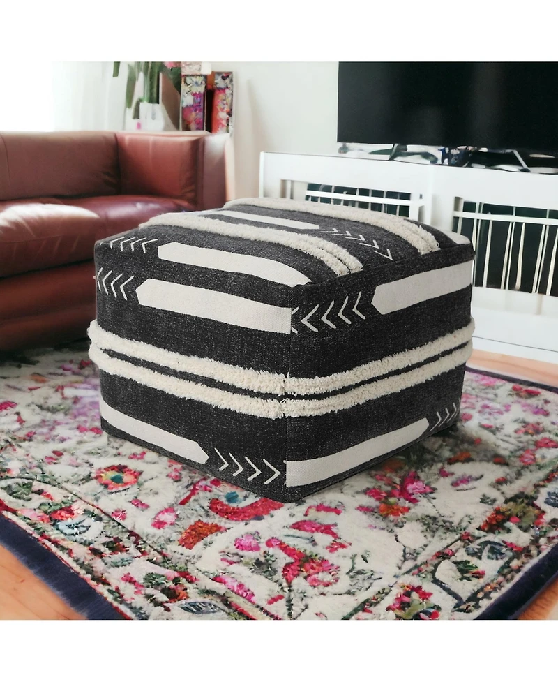18" Black 100% Cotton Ottoman