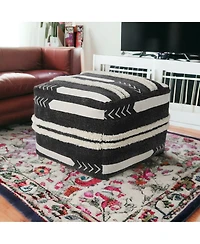 18" Black 100% Cotton Ottoman