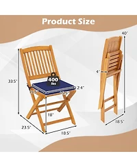 Outdoor Folding Chairs with Seat Cushions Set of 2-Navy